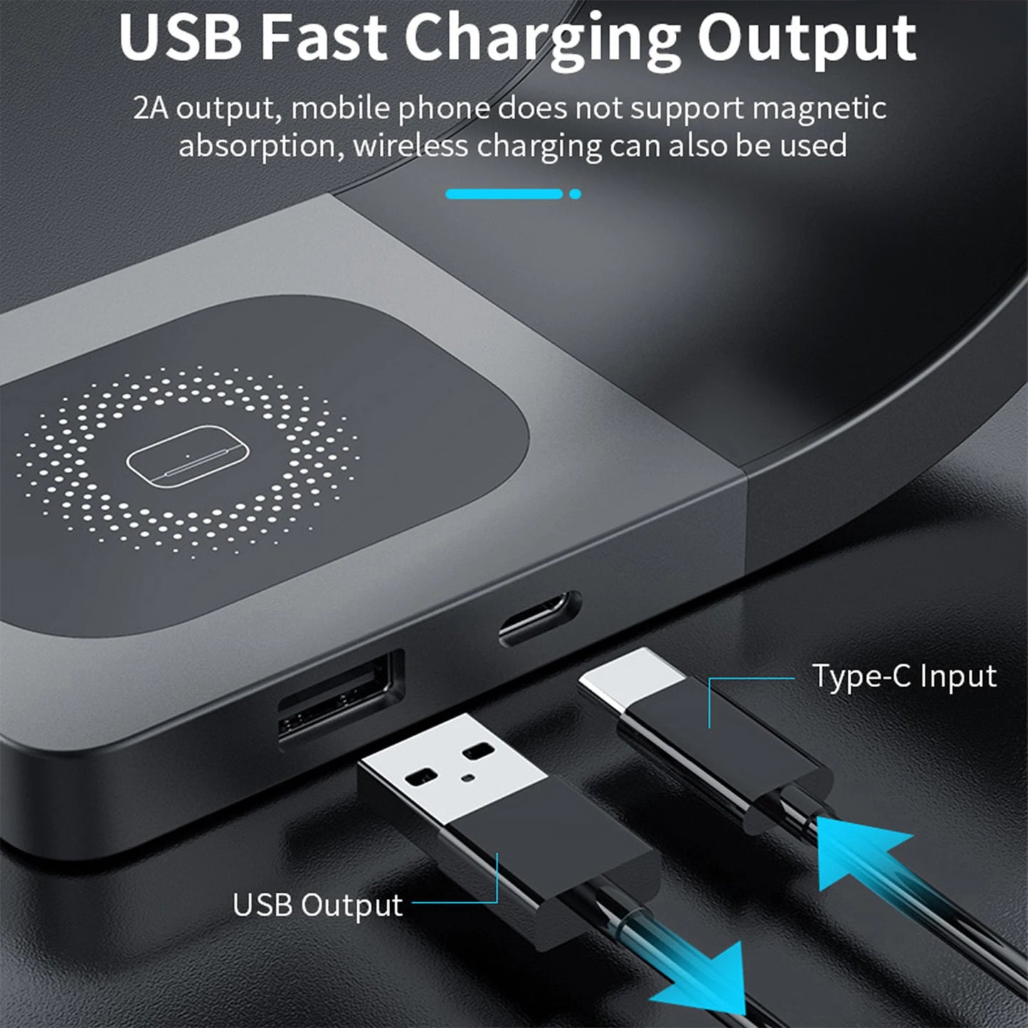 4 in 1 Metal Shell Wireless Charger for Iphone 15 14 13 12 Magnetic Fast Charging Station Stand Dock for Apple Airpods Watch